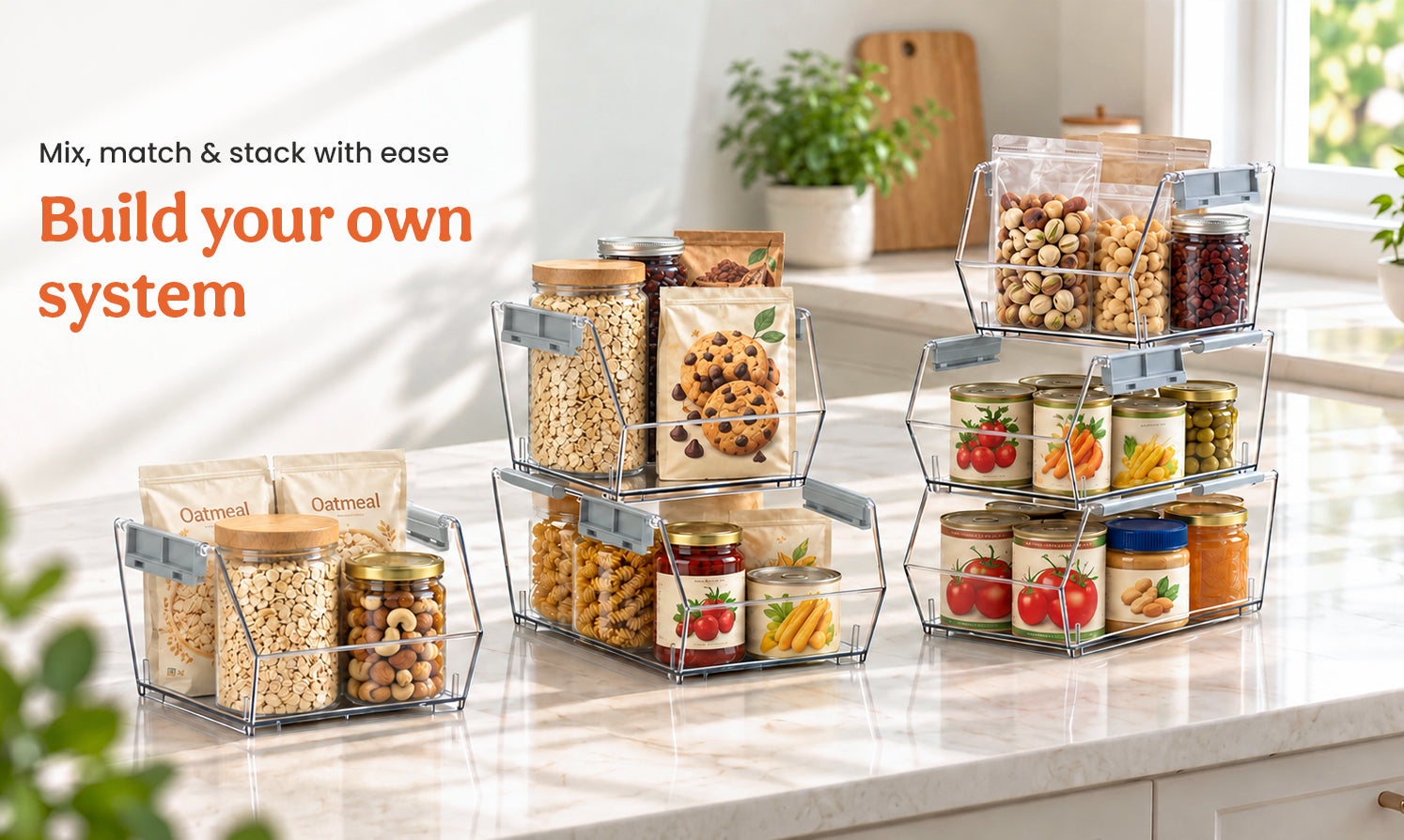 How to Organize Your Fridge and Pantry with Clear Stackable Bins