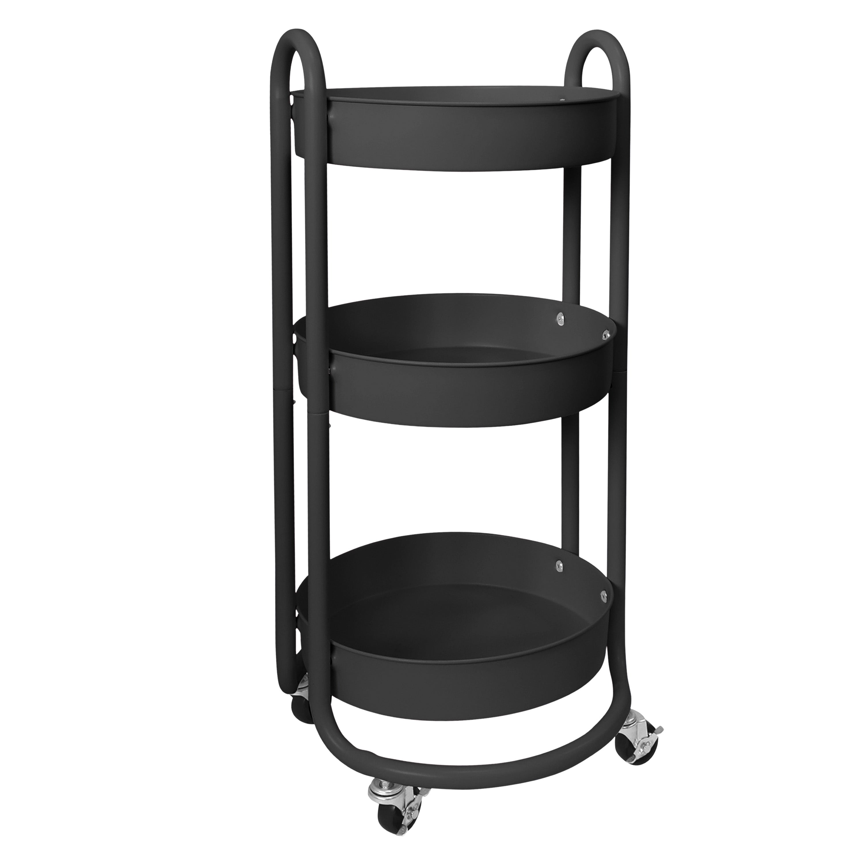 HOMESTEAD 3-Tier Round Rolling Cart - Black