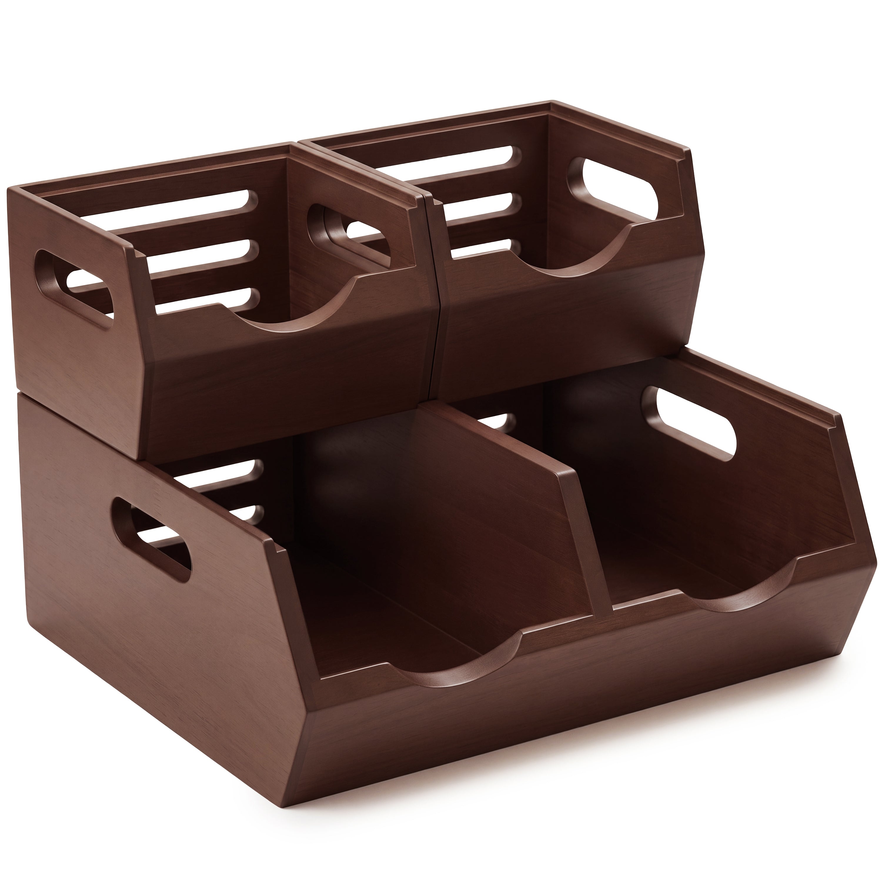 HOMESTEAD Stackable Solid Wood Storage Bins for Pantry & Countertop
