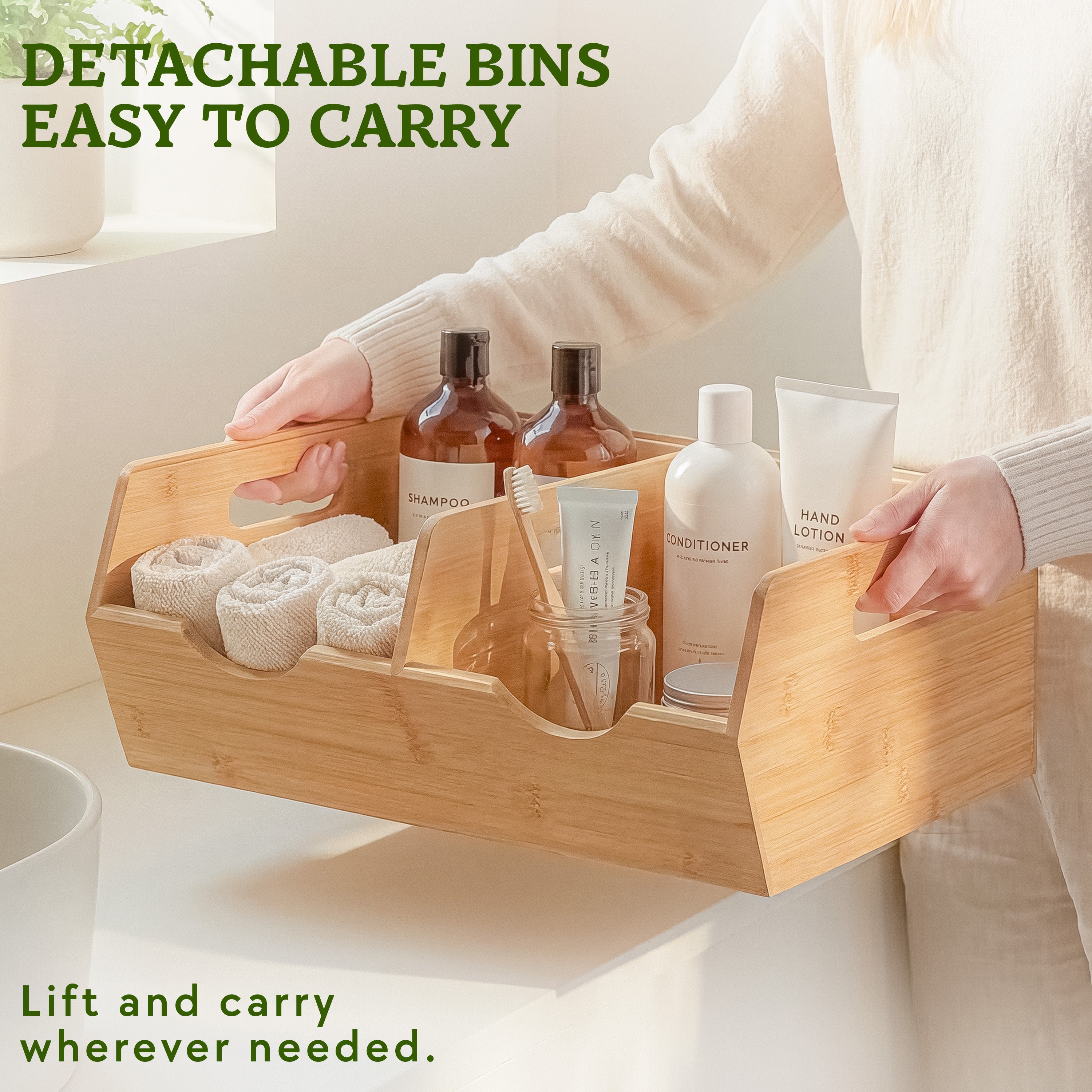 HOMESTEAD Extra Large Bamboo Pantry Storage Bins – 30% Larger, Stackable Potato Onion Storage Bin, Set of 3
