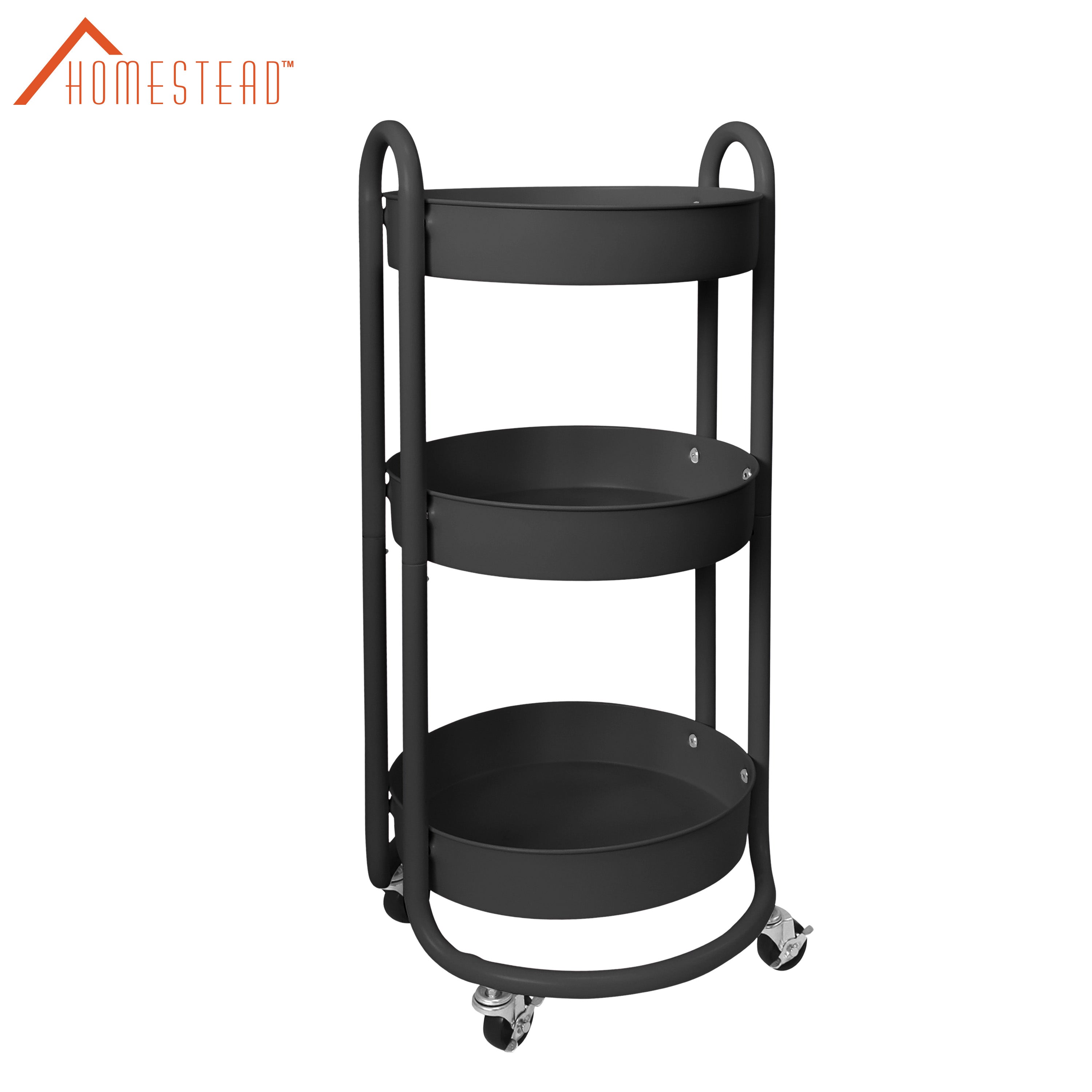 HOMESTEAD 3-Tier Round Rolling Cart - Black
