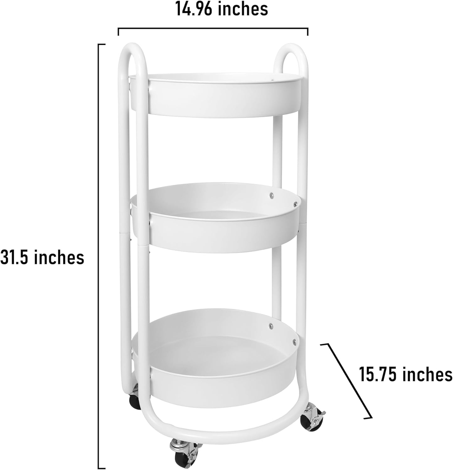 HOMESTEAD 3-Tier Round Rolling Cart - White