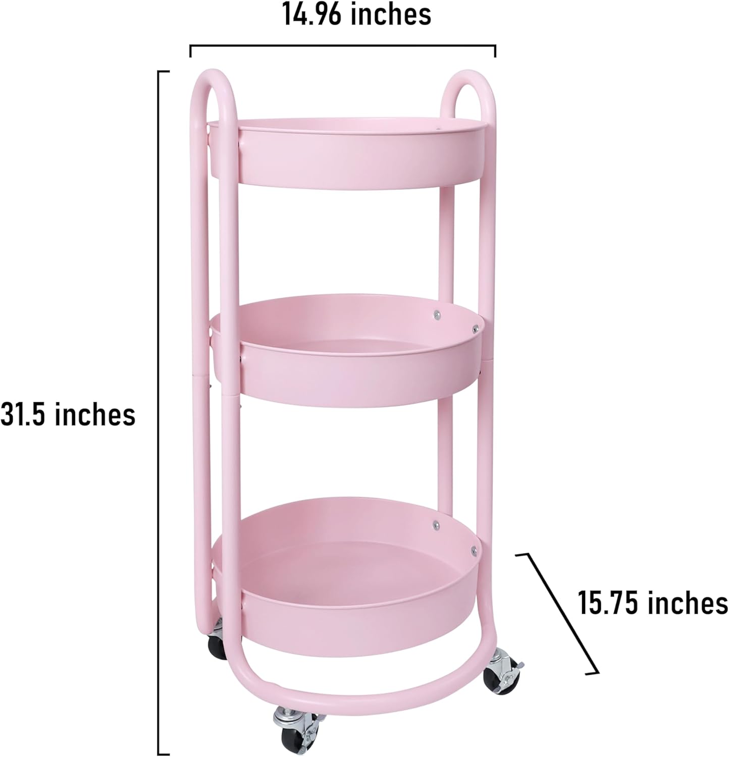 HOMESTEAD 3-Tier Round Rolling Cart - Pink