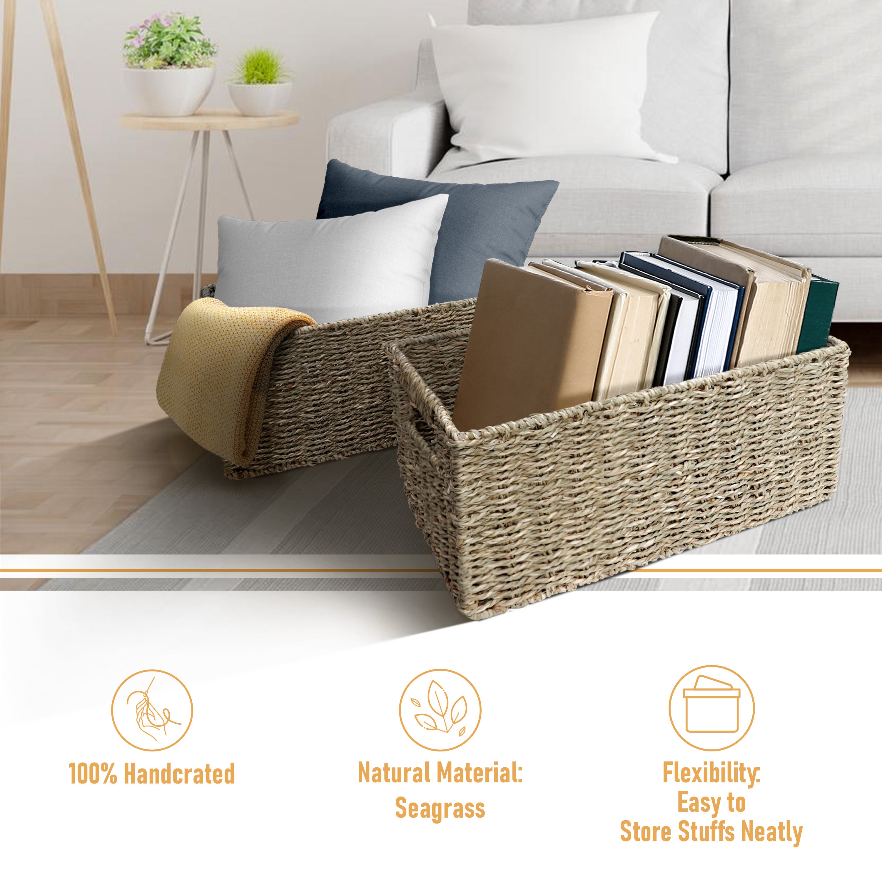 Homestead 2-Pack Seagrass Baskets with Handles