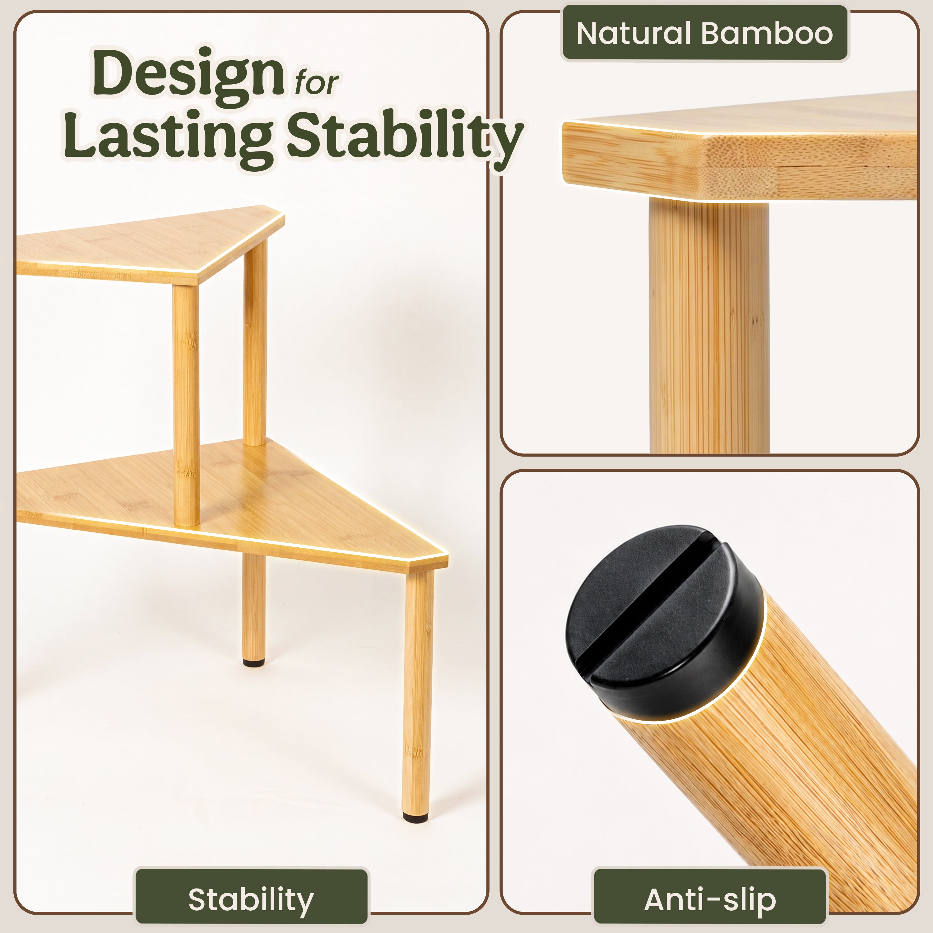 HOMESTEAD 2-Tier Bathroom Counter Organizer Bamboo Corner Shelf Kitchen