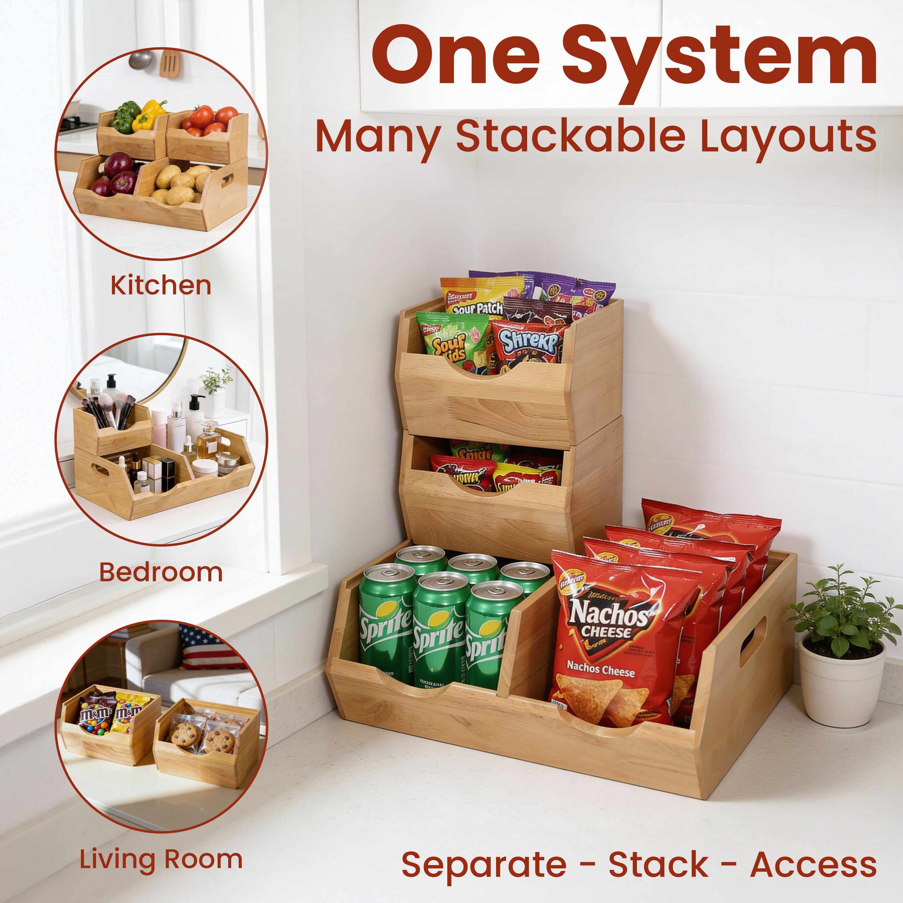 Homestead Wooden Pantry Storage Bins