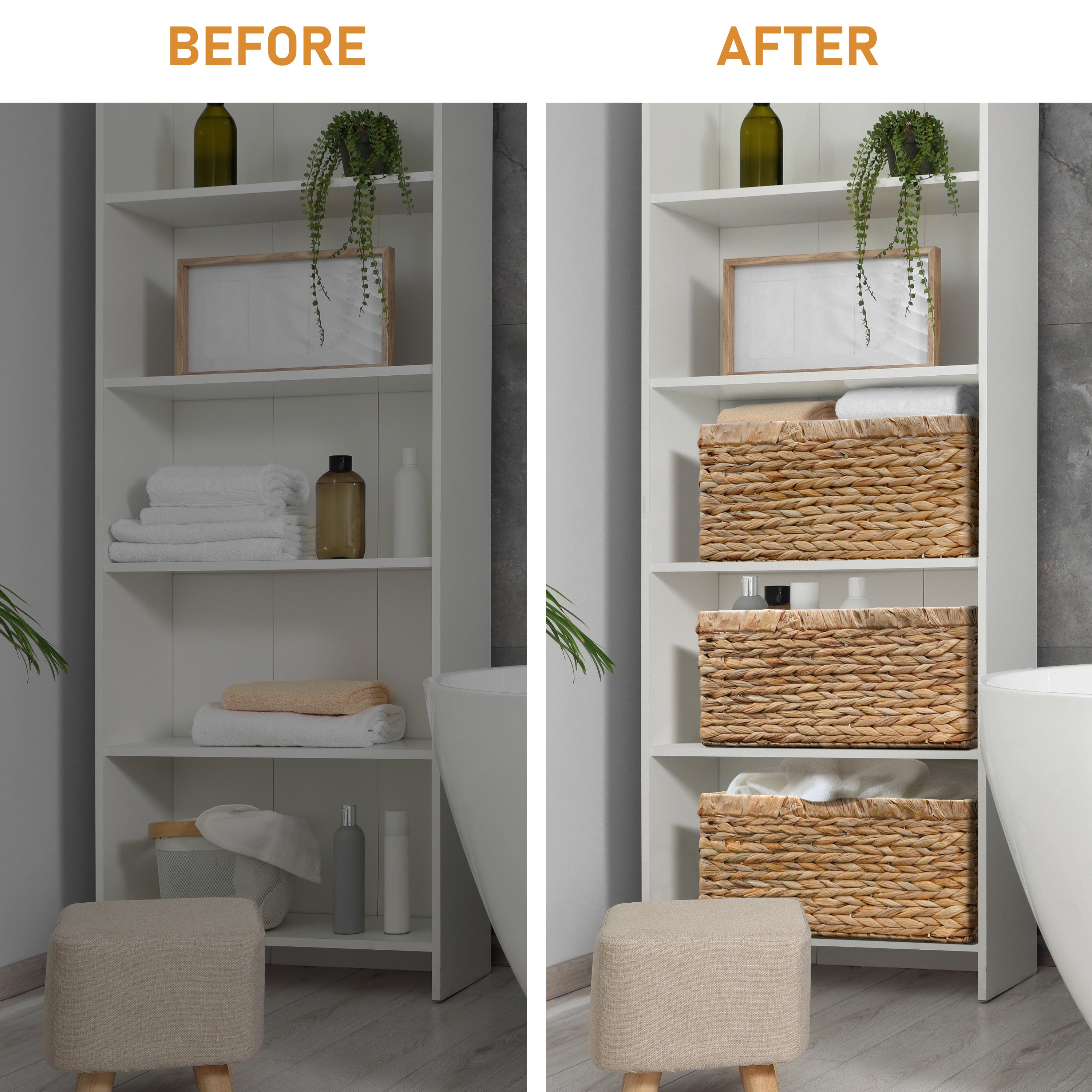 Homestead 2-Pack Water Hyacinth Storage Baskets with Built-in Handles