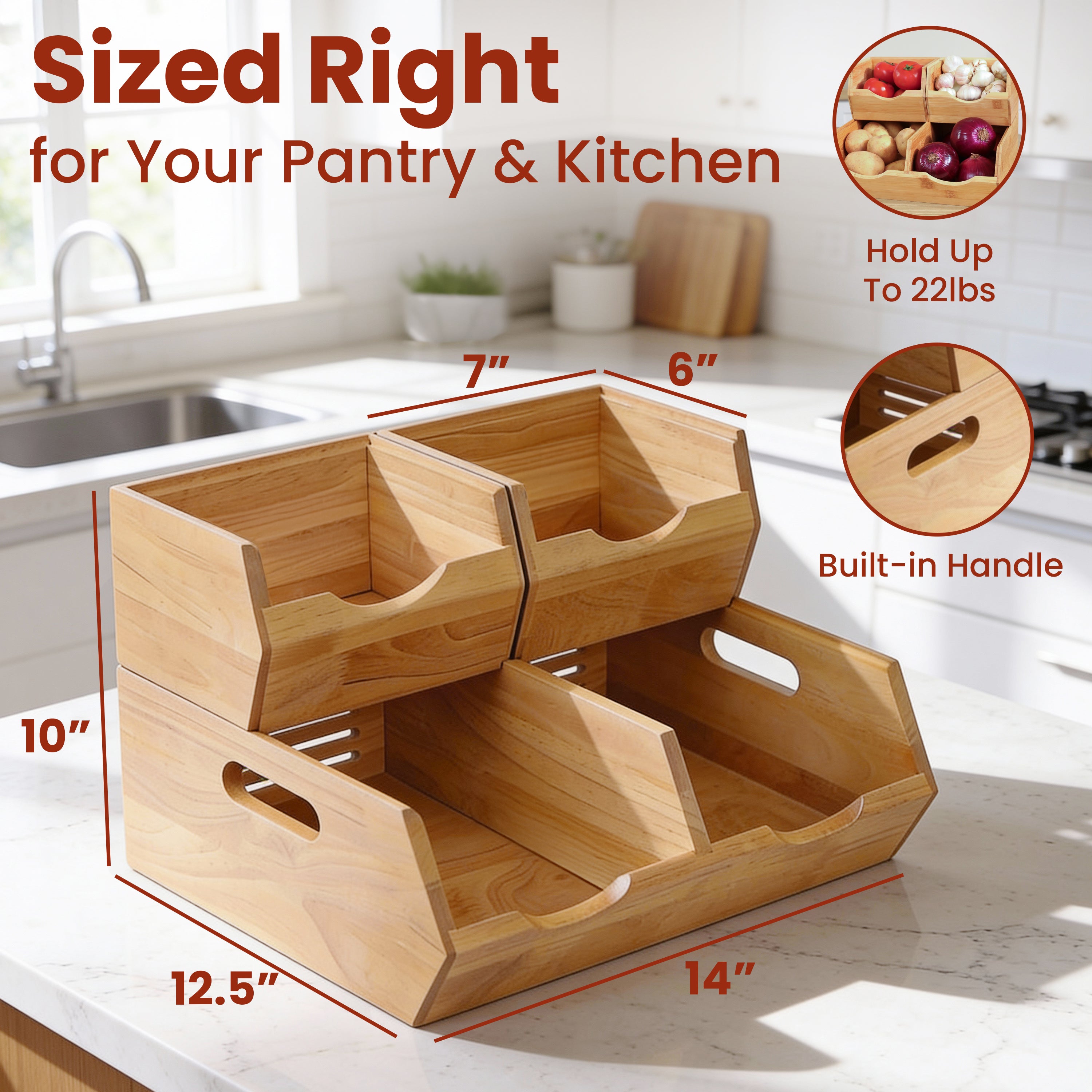 Homestead Wooden Pantry Storage Bins