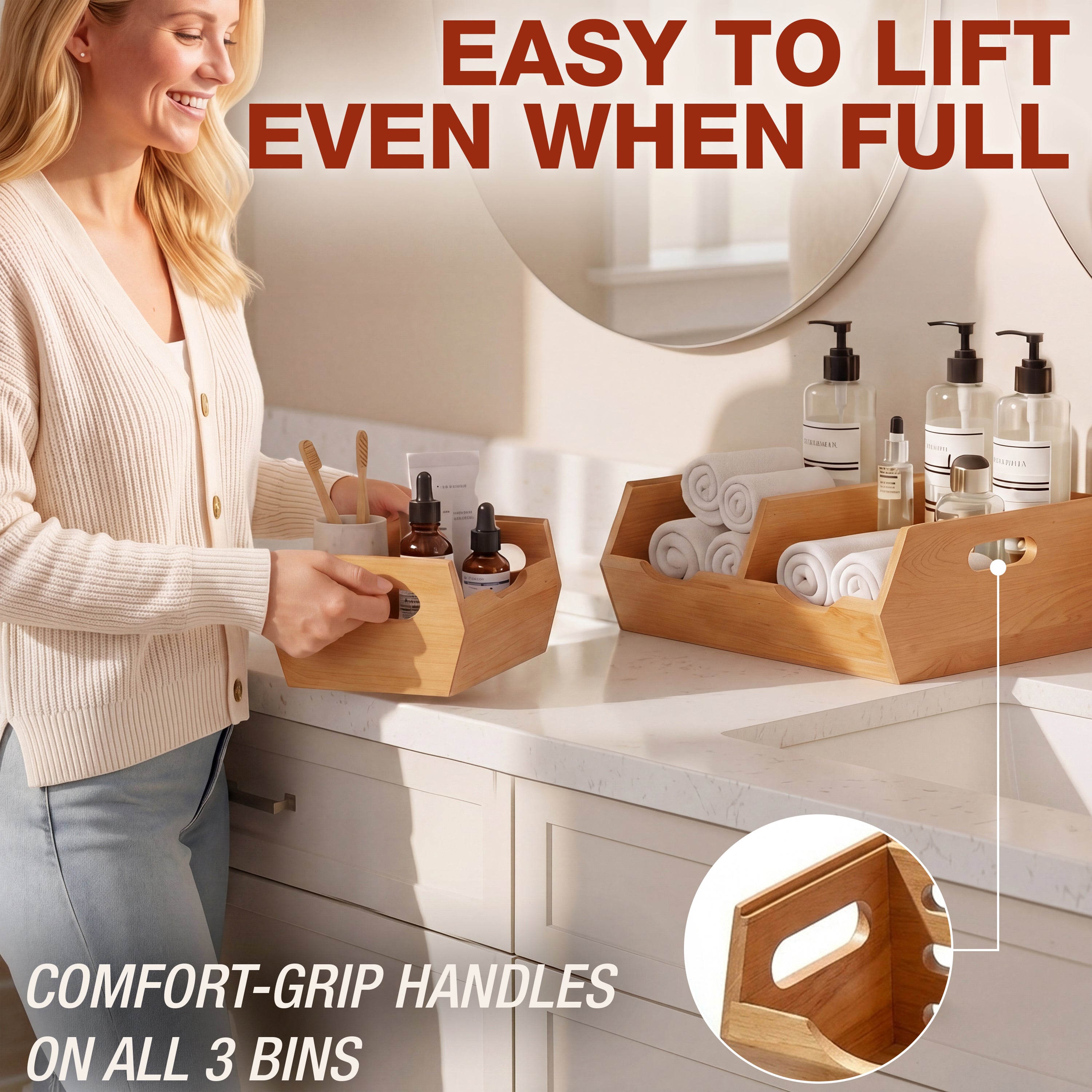 HOMESTEAD Stackable Solid Wood Storage Bins for Pantry & Countertop