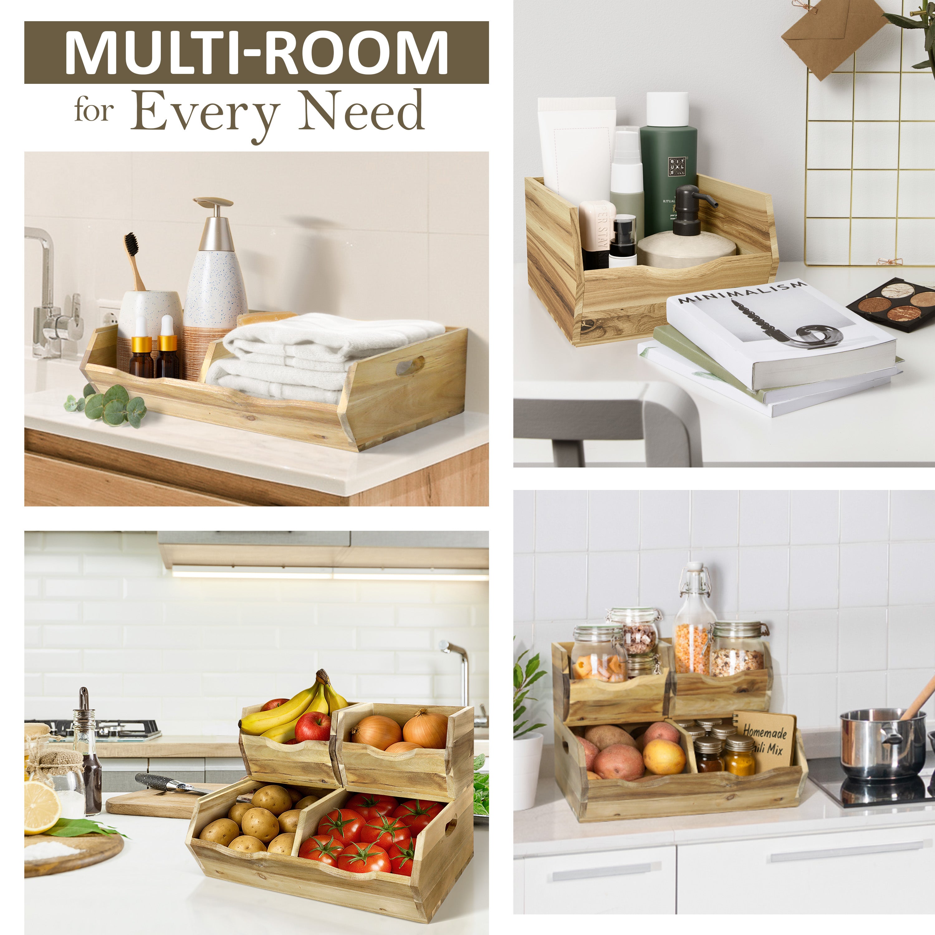 Homestead Wooden Pantry Storage Bins