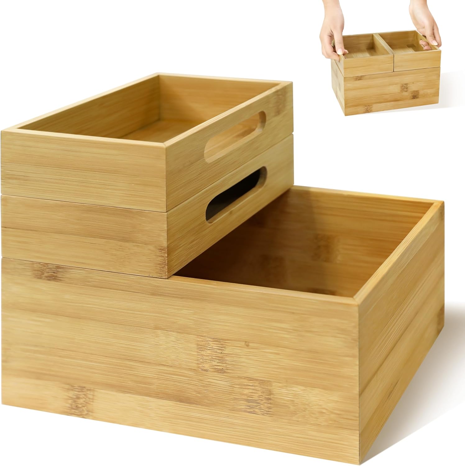 Homestead 3-Piece Stackable Bamboo Storage Box