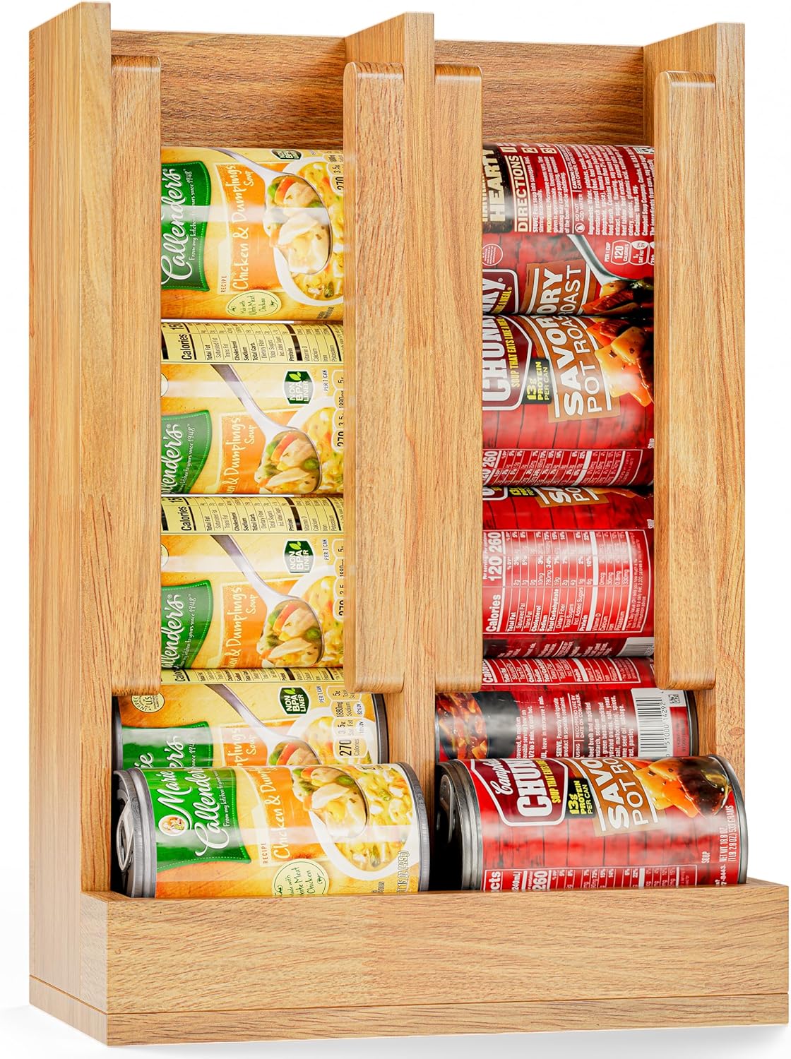 HOMESTEAD Wooden Can Organizer for Pantry, Solid Wood Canned Food Rack, Holds Standard 14.2 oz Cans, Space-Saving Kitchen Storage for Cabinets & Countertops, Natural