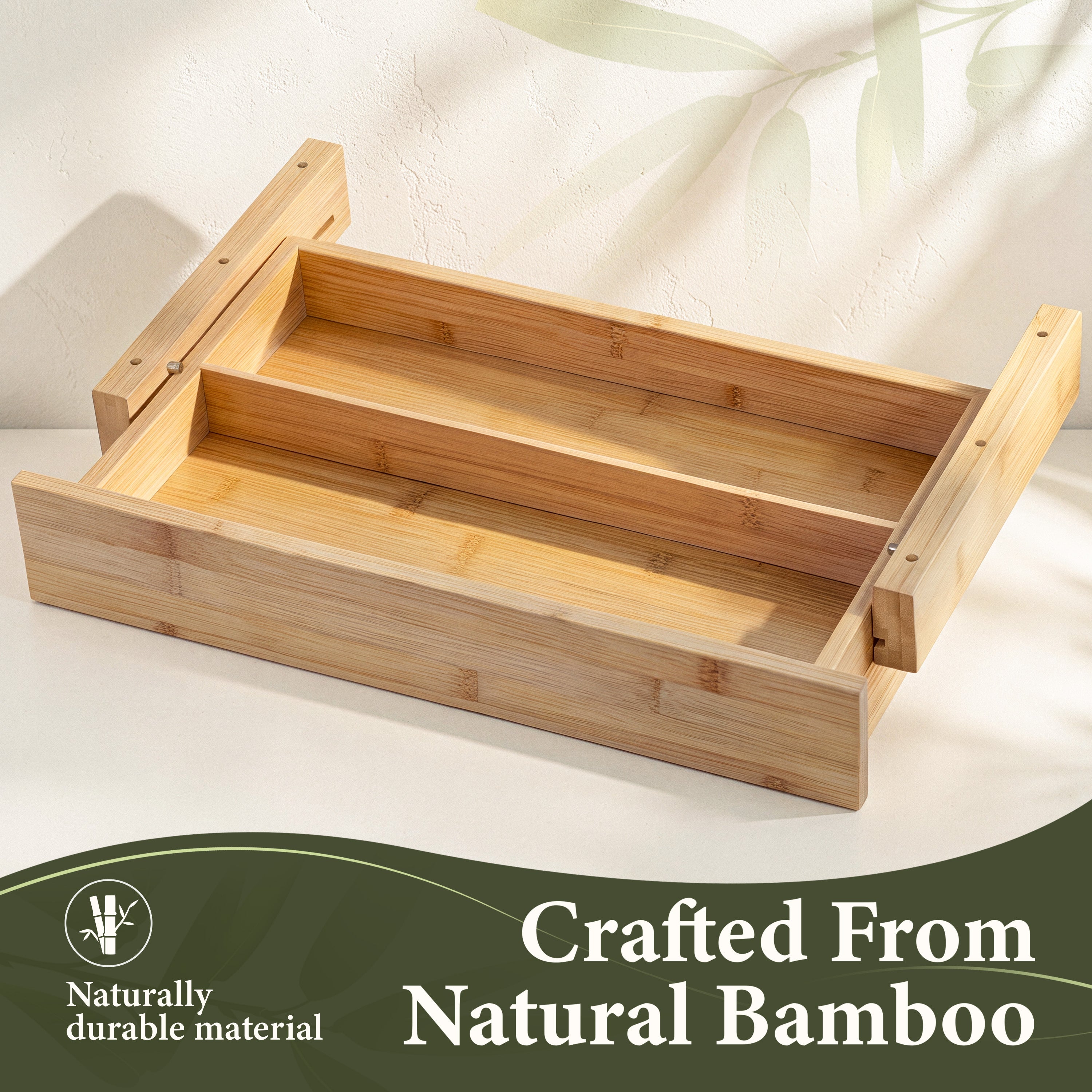 HOMESTEAD Under Cabinet Spice Rack Organizer, Pull Down 2 Tier Bamboo Shelf