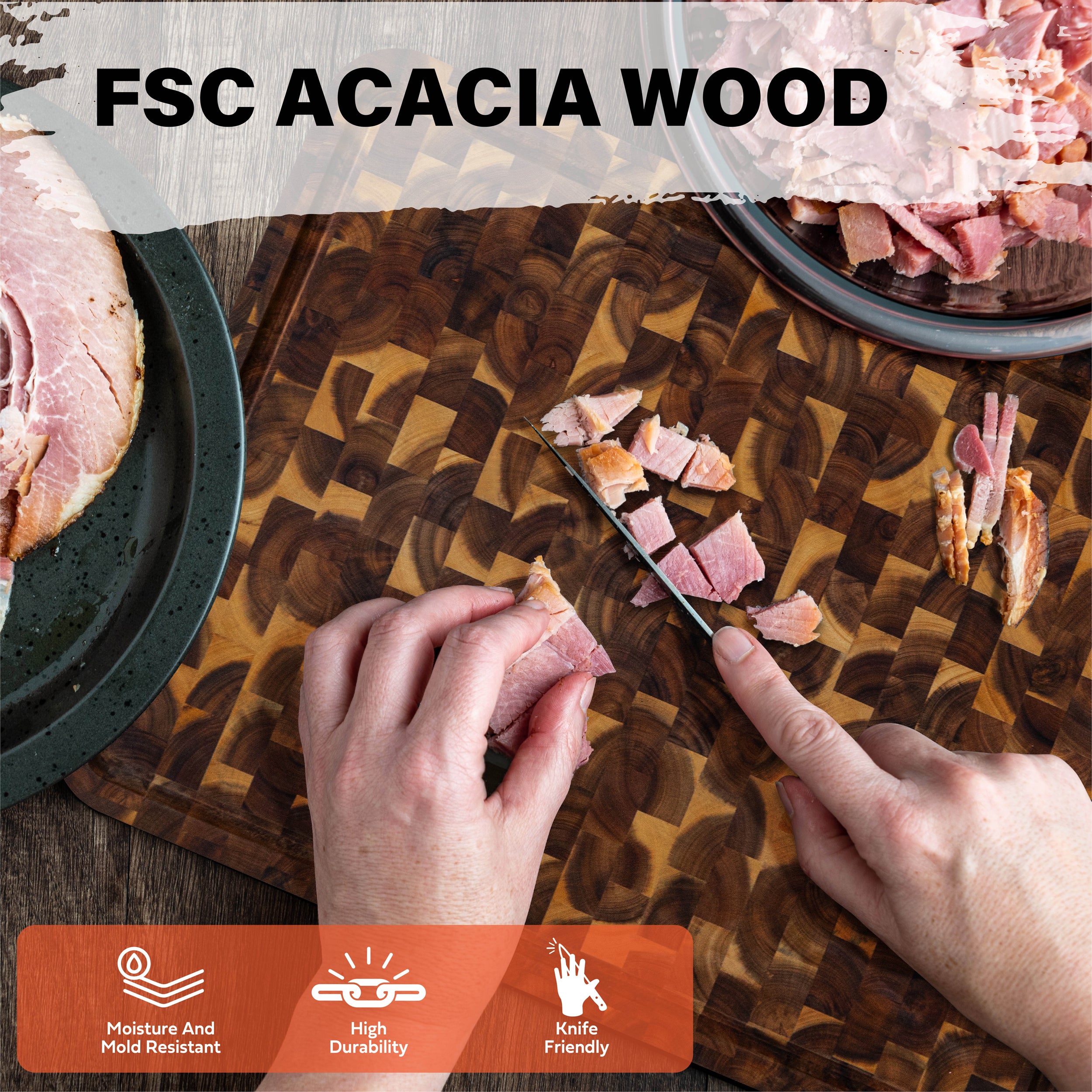 HOMESTEAD Acacia Large Wood Cutting Board - 23 x 18 Inch