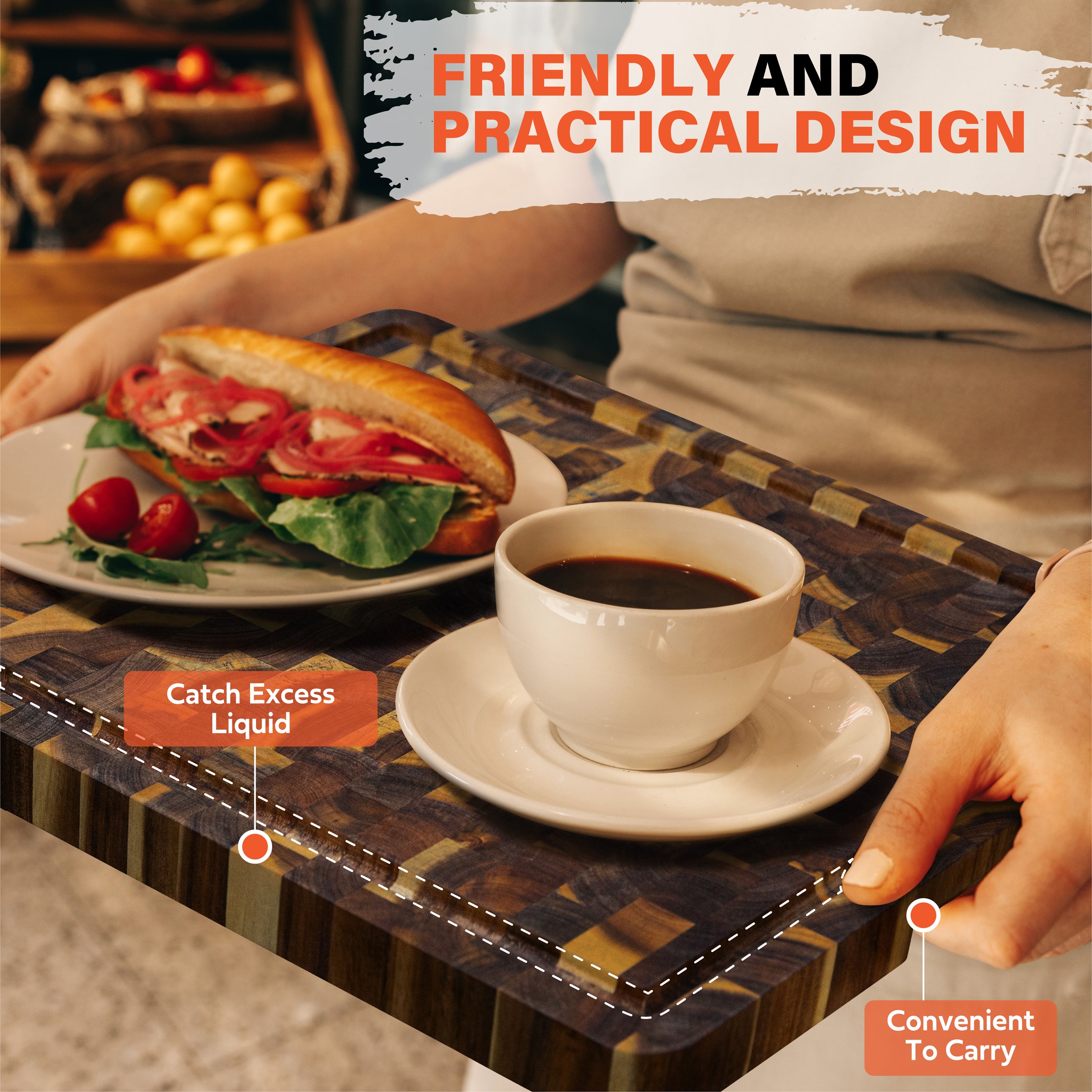 HOMESTEAD Acacia Large Wood Cutting Board - 23 x 18 Inch