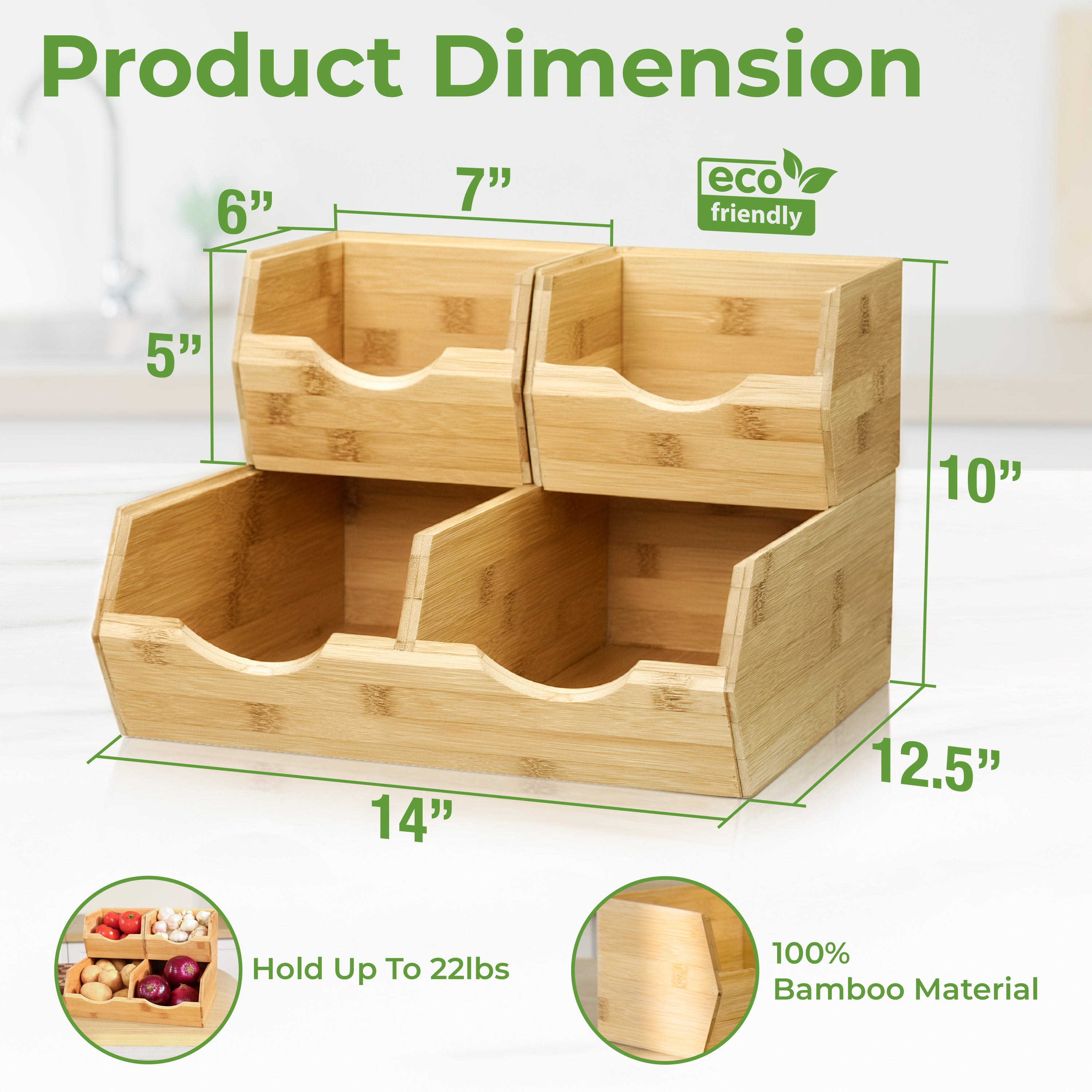Homestead Bamboo Pantry Storage Bins
