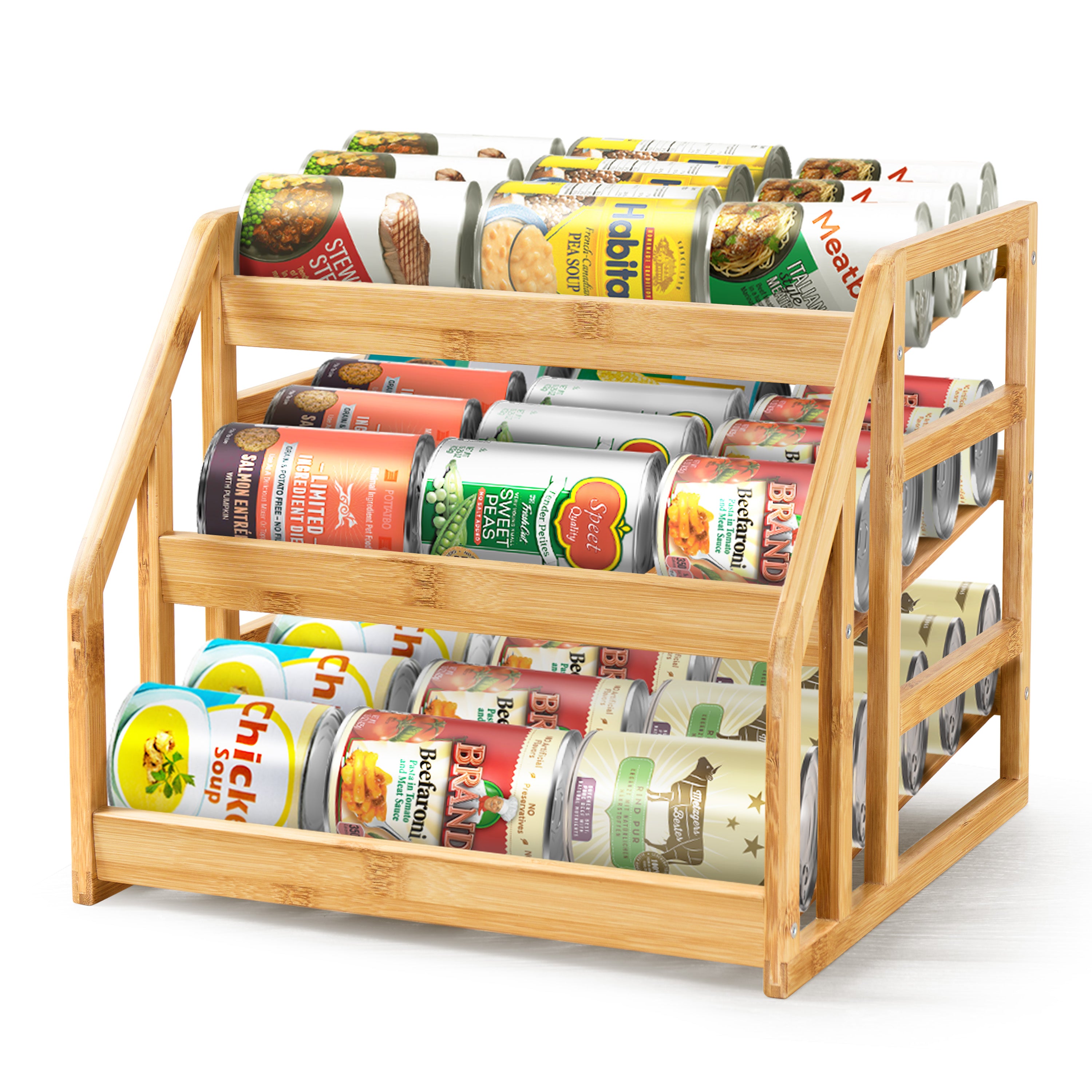 Homestead Rolling 3-Tier Bamboo Can Organizer