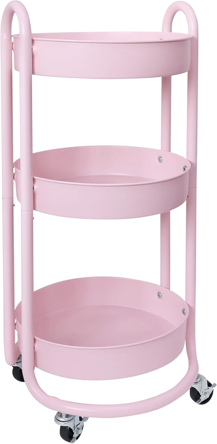 HOMESTEAD 3-Tier Round Rolling Cart - Pink