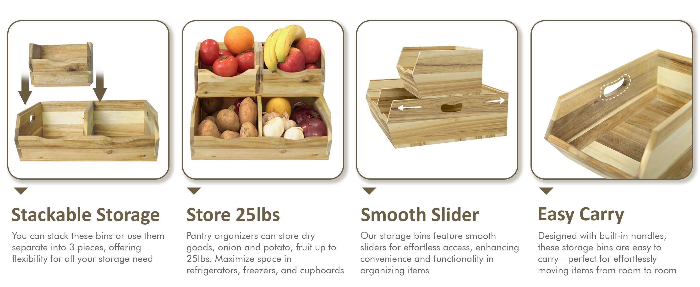 Homestead Wooden Pantry Storage Bins