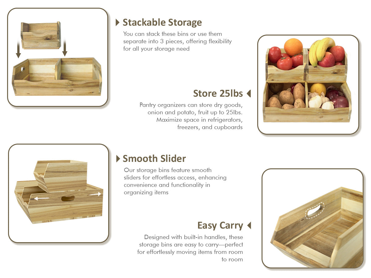 Homestead Wooden Pantry Storage Bins