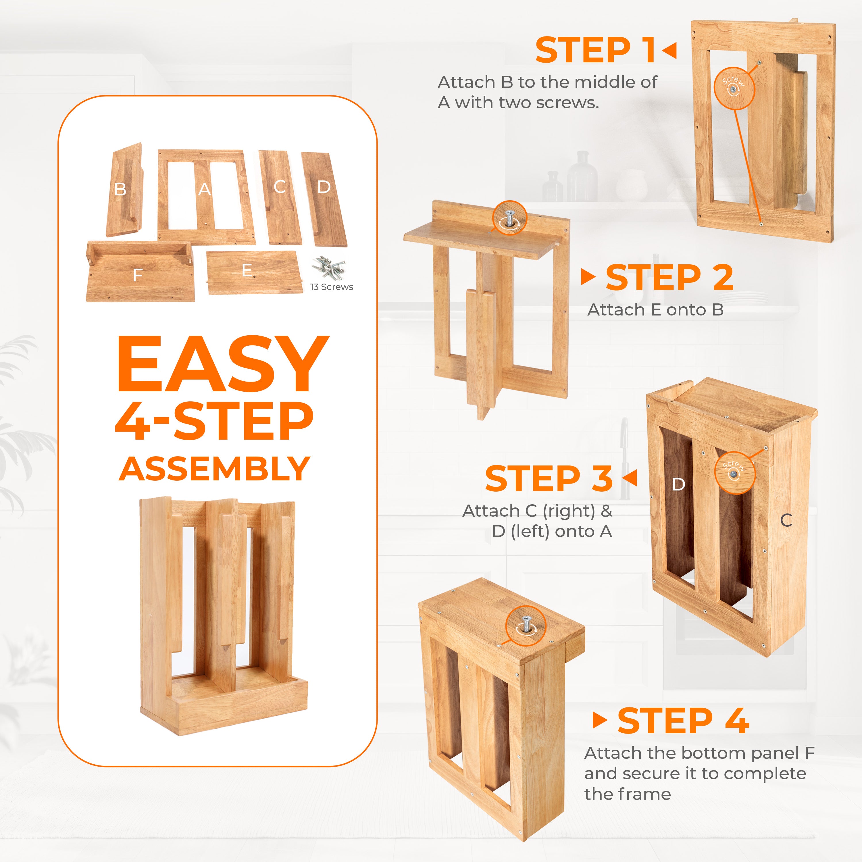 HOMESTEAD Wooden Can Organizer for Pantry, Solid Wood Canned Food Rack, Holds Standard 14.2 oz Cans, Space-Saving Kitchen Storage for Cabinets & Countertops, Natural