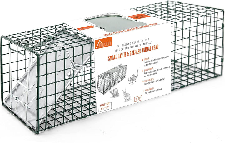 HOMESTEAD Heavy Duty Live Trap - Professional Style One-Door Live Animal Traps for Rabbit, Squirrel, Possum, Skunk, Kitten, Mink Small