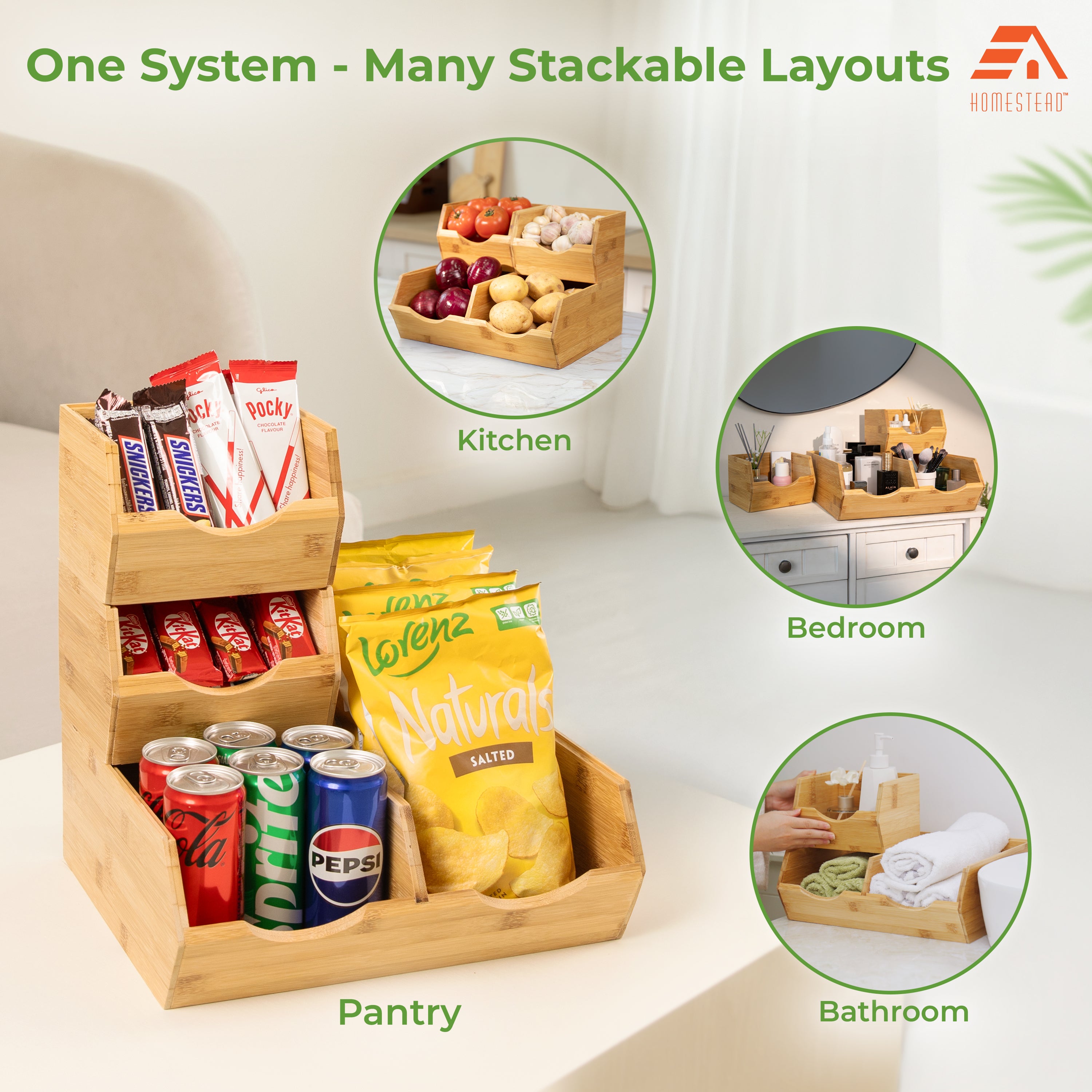 Homestead Bamboo Pantry Storage Bins