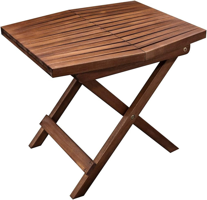 Melino Wooden Folding Table, Acacia Wooden Small Table for Indoor and Outdoor uses, Weather Resistant and Fully Assembled