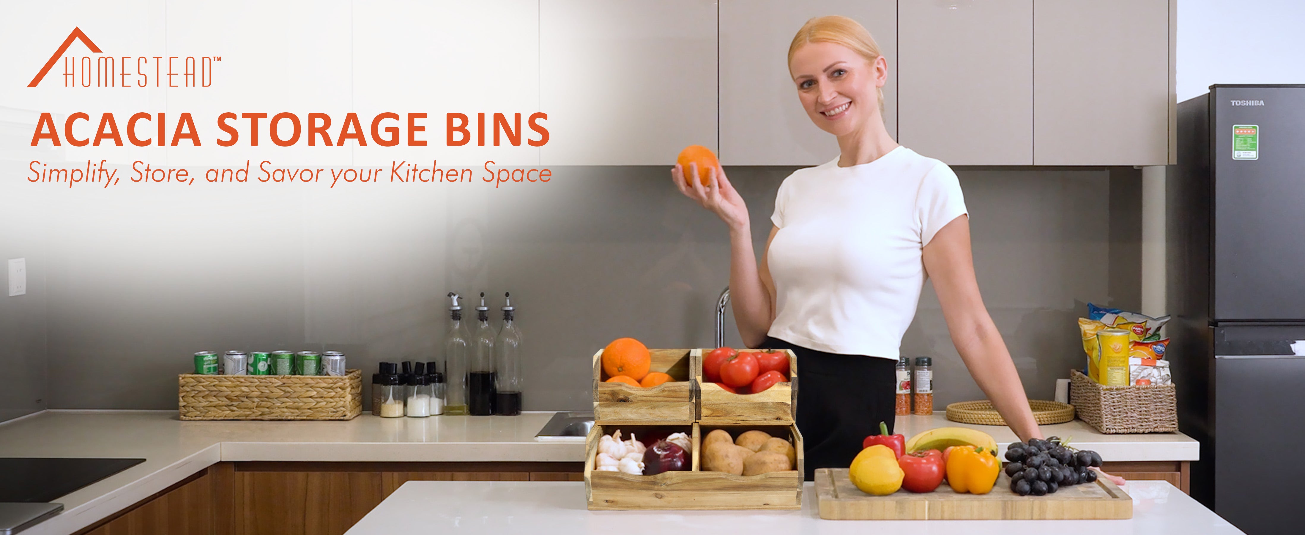 Homestead Wooden Pantry Storage Bins